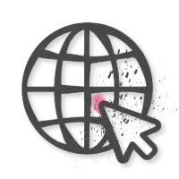 Icône planète noire style street art, dessin vectoriel original Bline Design.